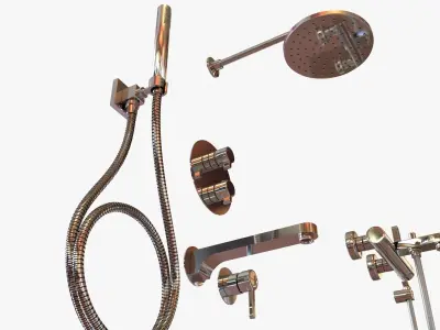 Plumbing fixtures set 3D model