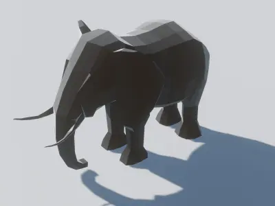 LOW POLY Elephant in snow Low-poly 3D model