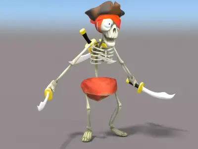 Cartoon Pirate Skeleton Low-poly 3D model