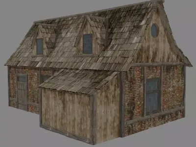 Medieval House low poly 3d model Low-poly 3D model