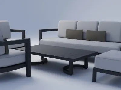 Portofino Aluminum Garden Set by RH Free 3D model