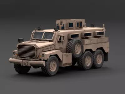 Military Cougar MRAP 6X6 Vehicle Low-poly 3D model