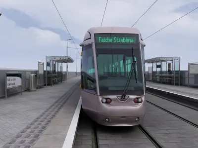Dublin city tram and station 3D model