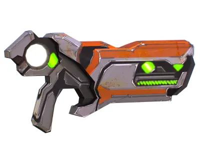 Cartoon Gun Blaster Barrel Nagan Nuff Pistol Revolver Cannon Low-poly 3D model