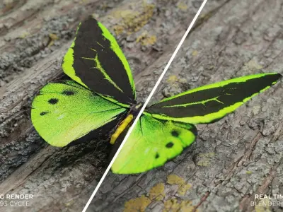 Green Birdwing Butterfly Low-poly 3D model