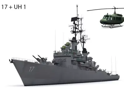 DLG 17 USS Harry E Yarnell Low-poly 3D model