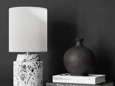  Eno Ceramic Splattered Chic Shade Lamp Model, White 