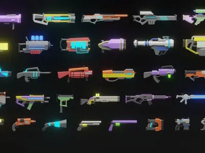 Low Poly Fantastic Weapons Low-poly 3D model