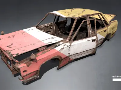 Abandoned Rusty Car PBR 3D model
