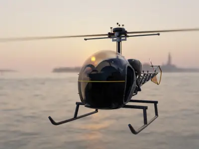 Bell 47 helicopter Low-poly 3D model