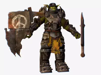 Armored Military Troll Orc Game Character Low-poly 3D model