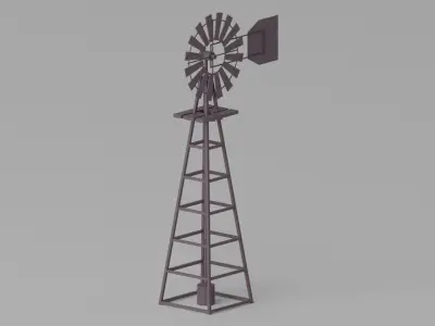Cartoon Western Windmill Low-poly 3D model