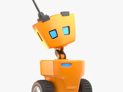 Cute Stylized Cartoon Robot Orange 3D model