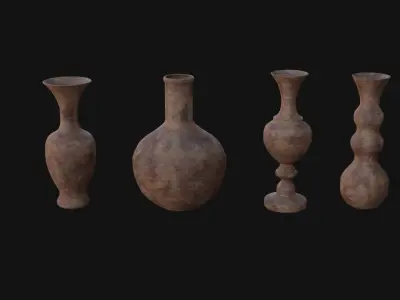 old Vases set 3 Low-poly 3D model