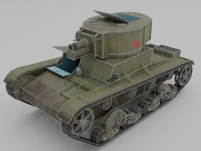 T-26-4 Light Infantry Tank Low-poly 3D model