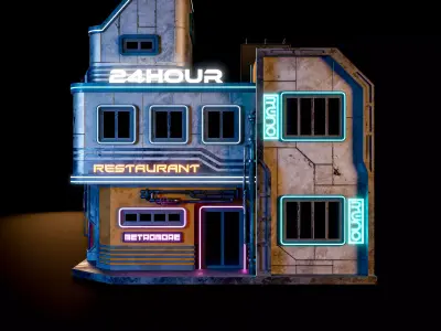 SCIFI CYBERPUNK FUTURISTIC NEON BUILDING 05 Low-poly 3D model