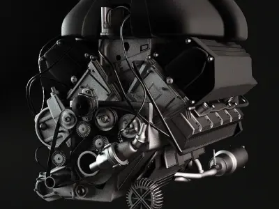 engine and gearbox 3D model