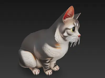 Cat Realistic 3D Model Basic - Low Poly Realistic Low-poly 3D model