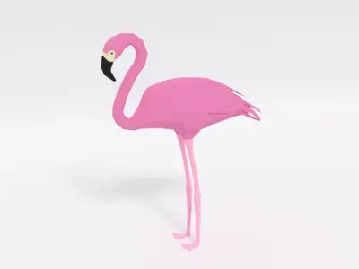 Low Poly Cartoon Flamingo Low-poly 3D model