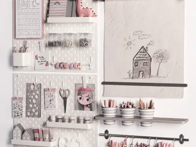 Ikea SKADIS Pegboard for Teenagers and Kids 04 3D model