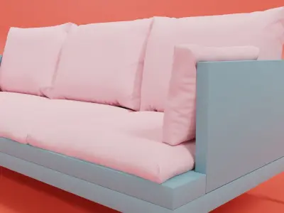 3D Realistic Sofa model with two pillows Free 3D model