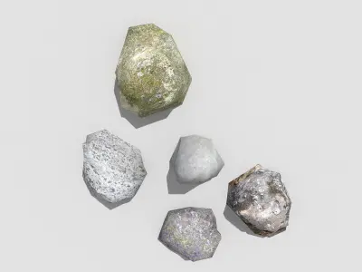 low poly rocks collection 3 four Low-poly 3D model