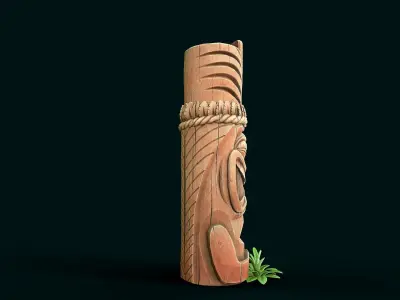 Stylized Wood Totem 4 Low-poly 3D model