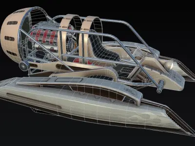 V8 Airboat Low-poly 3D model