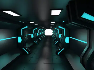 Sci Fi Corridor Low-poly 3D model 27