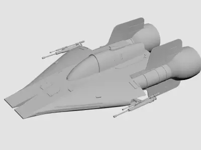 Star wars A-wing concept Low-poly 3D model
