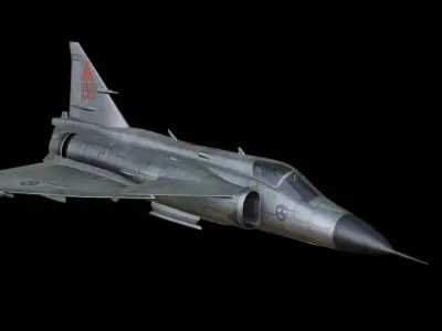 Saab 37 Viggen Low-poly 3D model