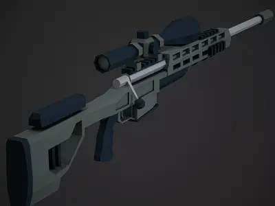 Stylized Orsis T-5000 Sniper Low Poly Mobile Ready Low-poly 3D model