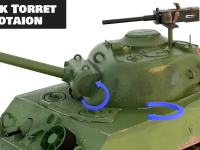 Sherman M4 Gameready Rigged Low-poly 3D model