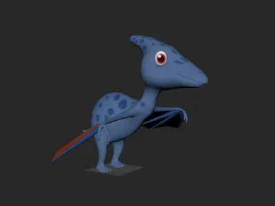 3D Model Pterodactyl Dinosaur  Character Model with Textures Low-poly 3D model