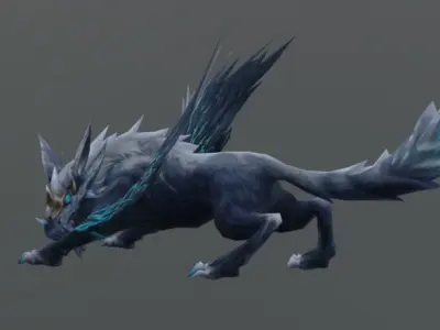 Wolf Wings Fantasy Monster Low Poly Low-poly 3D model