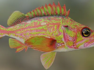 Fish Rosethorn Rockfish 3D model Low-poly 3D model