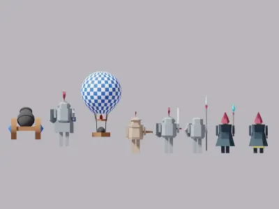 Medieval War Unit Character Package Low-poly 3D model