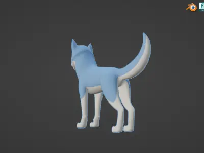 Stylized Blue Husky Low-poly 3D model