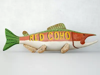 Red Coho Salmon Fish Trade Sign 3D model