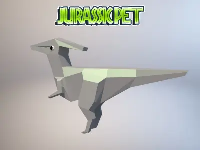 Parasaurolophus origami dinosaur Low-poly 3D model