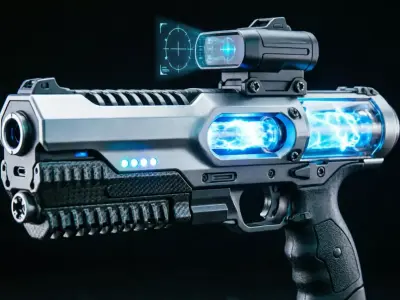 Cyberpunk Laser Pistol - Futuristic Weapon 3D Model Low-poly 3D model
