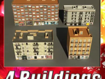 Building Collection 97-100 Low-poly 3D model