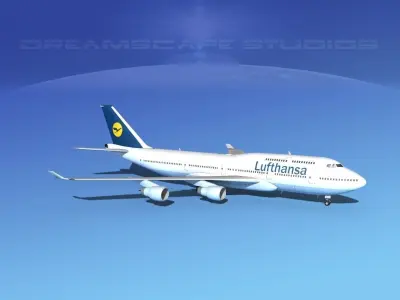Boeing 747-400 Lufthansa 3D model