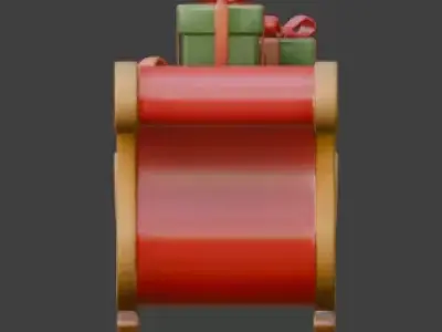 Stylized Santa Claus Sleigh 3D Model Low-poly 3D model purchase