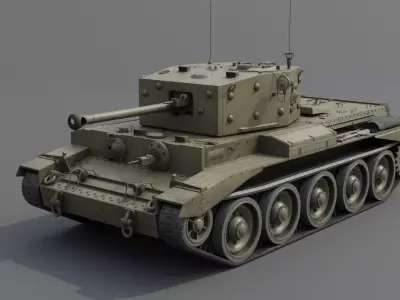 Cromwell V Cruiser tank Low-poly 3D model