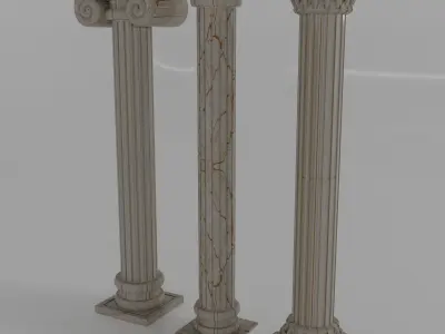 High Detail Greco-Roman PBR Marble Classical Column Collection 3D model