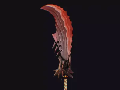 Axe Pickaxe Pike Cutting Hatchet Weapon Halberd Fantasy Bill Low-poly 3D model