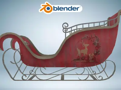 Santa Claus Christmas Xmas Sleigh Low-poly 3D model
