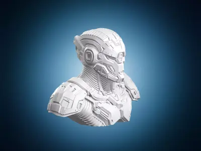 Sci Fi Robot Bust Armored Design 3D print model