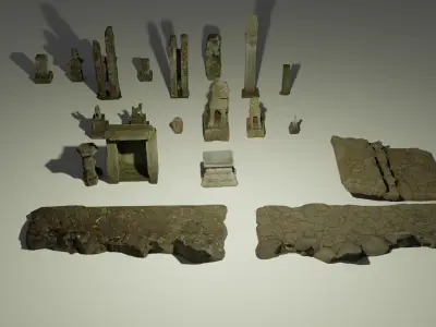 Japanese Graveyard Asset Pack Low-poly 3D model